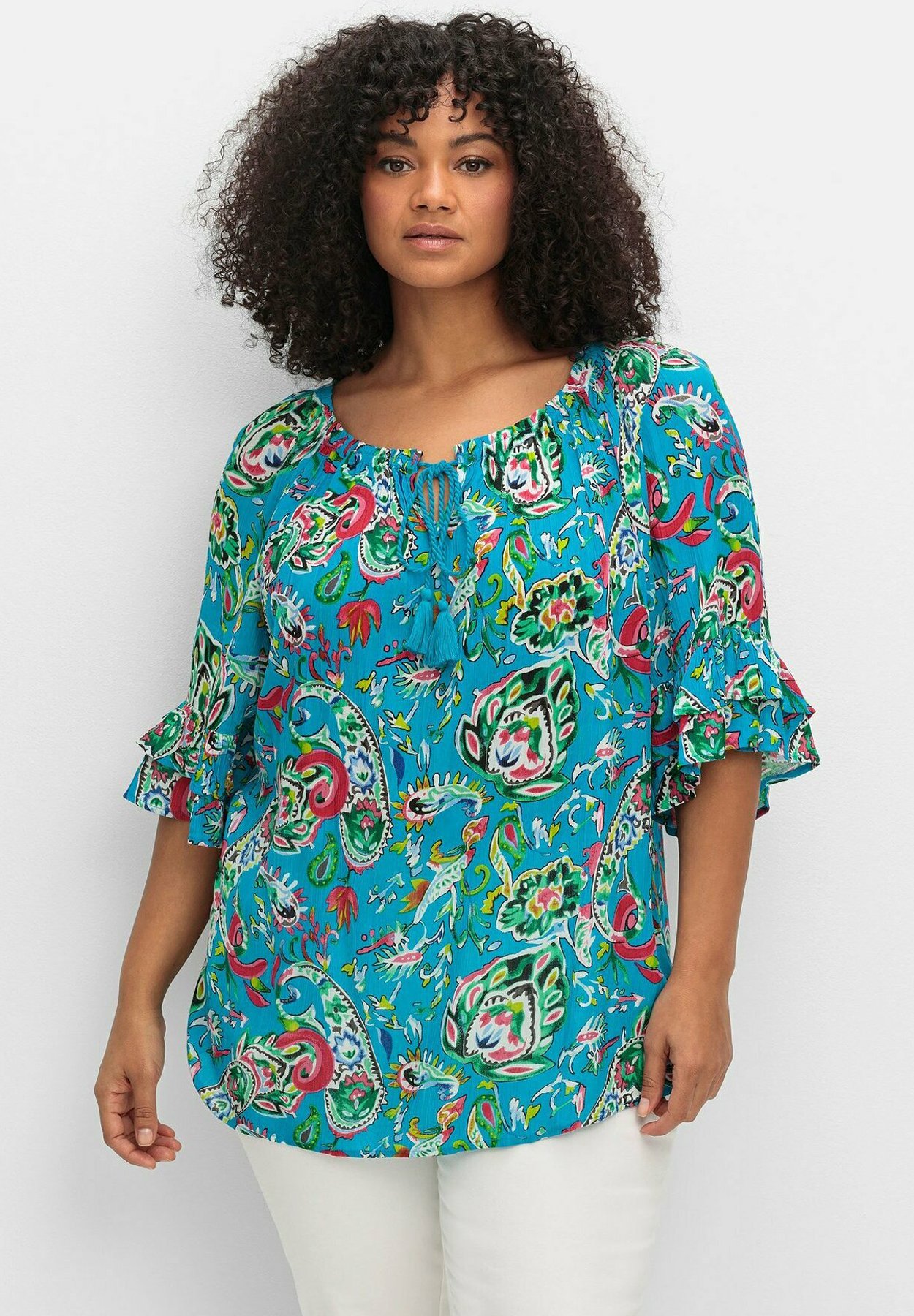 Bluse blau gemustert Clearance